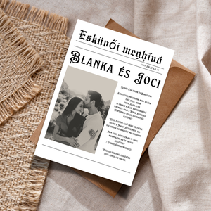 Wintage esküvői meghívó , ,, újság stílusban , Esküvő, Meghívó & Kártya, Meghívó, Fotó, grafika, rajz, illusztráció, MESKA