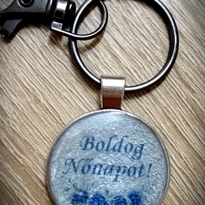 Kék rózsás epoxy kulcstartó nőnapra , Táska & Tok, Kulcstartó & Táskadísz, Kulcstartó, Mindenmás, MESKA