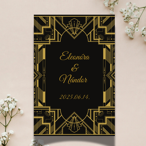 Gatsby stílusú esküvői meghívó többféle kivitelben , Esküvő, Meghívó & Kártya, Meghívó, Fotó, grafika, rajz, illusztráció, MESKA