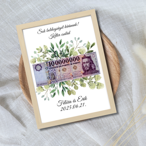 Személyre szabott pénzátadó képkeret greenery  - Meska.hu