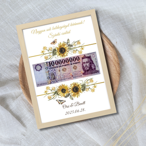 Személyre szabott pénzátadó képkeret napraforgó, Esküvő, Emlék & Ajándék, Nászajándék, Esküvői pénzátadó képkeret, Mindenmás, MESKA