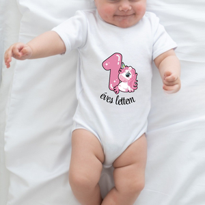 Egyedi tervezésű  1 éves lettem, első szülinapi body ,azonnal készletről - ruha & divat - babaruha & gyerekruha - body - Meska.hu