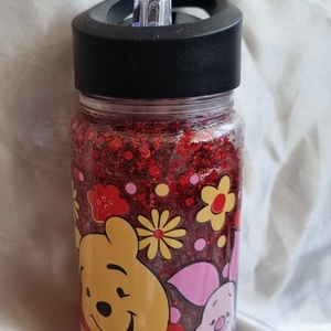 Mozgó csillámos kulacs, Micimackó Malacka Füles,  iskolakezdésre, óvodába, szülinapra vagy csak úgy  - Meska.hu