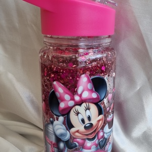 Mozgó csillámos kulacs, Minnie egér, Disney iskolakezdésre, óvodába, szülinapra vagy csak úgy  - otthon & életmód - konyhafelszerelés, tálalás - italos kellékek - kulacsok - Meska.hu