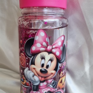 Mozgó csillámos kulacs, Minnie egér 2, Disney iskolakezdésre, óvodába, szülinapra vagy csak úgy  - otthon & életmód - konyhafelszerelés, tálalás - italos kellékek - kulacsok - Meska.hu
