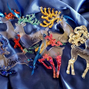 Névre szóló epoxy szarvas karácsonyfadísz 6db-os SZETT , Karácsony, Karácsonyi lakásdekoráció, Karácsonyfadíszek, Mindenmás, MESKA