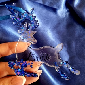 Névre szóló epoxy szarvas karácsonyfadísz , Karácsony, Karácsonyi lakásdekoráció, Karácsonyfadíszek, Mindenmás, MESKA