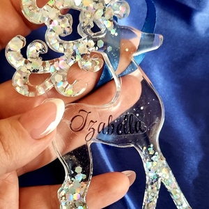 Névre szóló epoxy szarvas karácsonyfadísz  - karácsony - karácsonyi lakásdekoráció - karácsonyfadíszek - Meska.hu