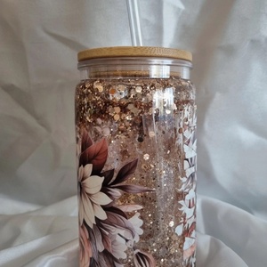 Egyedi dupla falú csillogós pohár  Anya 1 - otthon & életmód - konyhafelszerelés, tálalás - tálalás - pohár - Meska.hu