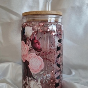 Egyedi dupla falú csillogós pohár  Anya 2 - otthon & életmód - konyhafelszerelés, tálalás - tálalás - pohár - Meska.hu