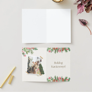 Egyedi kézzel készített karácsonyi képeslap saját fotóval, Karácsony, Karácsonyi ajándékozás, Karácsonyi képeslap, üdvözlőlap, ajándékkísérő, Mindenmás, MESKA