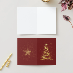 Egyedi kézzel készített karácsonyi képeslap BORDÓ , Karácsony, Karácsonyi ajándékozás, Karácsonyi képeslap, üdvözlőlap, ajándékkísérő, Mindenmás, MESKA