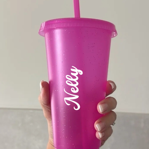 Pink csillámos lánybúcsús tumbler ,party pohár szívószállal - otthon & életmód - konyhafelszerelés, tálalás - tálalás - pohár - Meska.hu