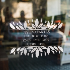 Nyitvatartás matrica üzletre / szalonra, Otthon & Életmód, Dekoráció, Ajtó- és ablak dekoráció, Ablakmatrica, , MESKA