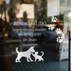 Nyitvatartás matrica állatorvosi rendelőre, Otthon & Életmód, Dekoráció, Ajtó- és ablak dekoráció, Ablakmatrica, , MESKA