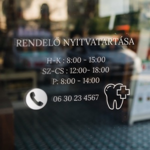 Nyitvatartás matrica fogorvosi rendelőre - Meska.hu