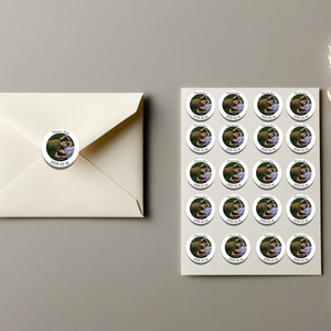 Fényképes kör matrica , címke borítékhoz, ajándékhoz - Meska.hu