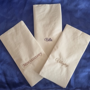 Egyedi , személyre szabható feliratos esküvői szalvéta , ültetőkártya, Esküvő, Meghívó & Kártya, Ültetési rend, Mindenmás, MESKA