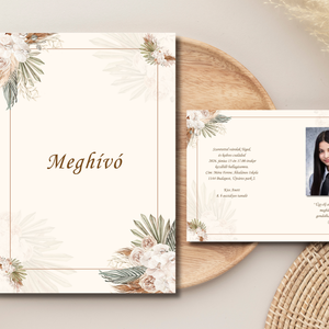 Ballagási meghívó fényképpel - beige - Meska.hu
