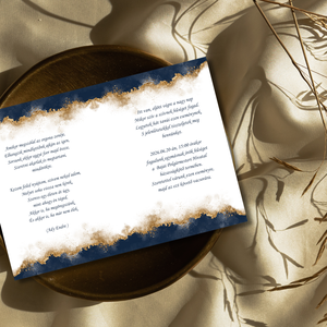 Egyedi esküvői meghívó kék- arany  - esküvő - meghívó & kártya - meghívó - Meska.hu