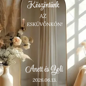 Esküvői tükörmatrica, egyedi felirattal is, különböző méretekben  - Meska.hu