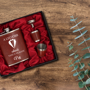 Legjobb esküvői tanú bőr hatású laposüveg szett , flaska szett tanú felk�rő, Esküvő, Meghívó & Kártya, Tanú felkérő, Mindenmás, MESKA