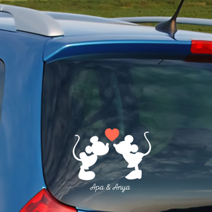 Egyedi autómatrica Mickey és Minnie Disney névvel, Otthon & Életmód, Autó, Autós matrica, , MESKA