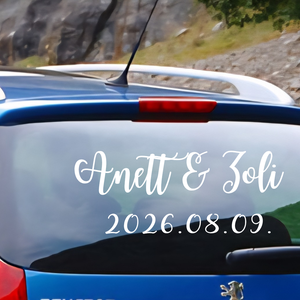 Egyedi esküvői autómatrica névvel , dátummal, Otthon & Életmód, Autó, Autós matrica, , MESKA