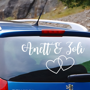 Egyedi esküvői autómatrica névvel , szívvel, Otthon & Életmód, Autó, Autós matrica, , MESKA