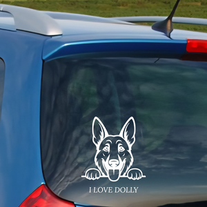 Egyedi kutyás autómatrica németjuhász , névvel is, Otthon & Életmód, Autó, Autós matrica, , MESKA