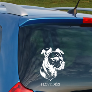 Egyedi kutyás autómatrica staffi , névvel is, Otthon & Életmód, Autó, Autós matrica, , MESKA