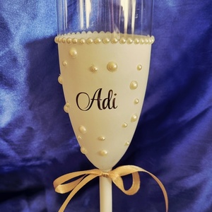 Prémium gyöngyös pezsgőspohár vagy borospohár esküvőre, születésnapra, Esküvő, Emlék & Ajándék, Nászajándék, Esküvői pohár, pohárszett, Mindenmás, MESKA