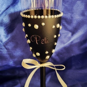 Prémium gyöngyös pezsgőspohár vagy borospohár esküvőre, születésnapra, Esküvő, Emlék & Ajándék, Nászajándék, Esküvői pohár, pohárszett, Mindenmás, MESKA