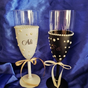 Prémium gyöngyös pezsgőspohár vagy borospohár szett esküvőre, születésnapra ajándékdobozban, Esküvő, Emlék & Ajándék, Nászajándék, Esküvői pohár, pohárszett, Mindenmás, MESKA