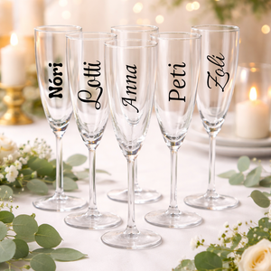 Egyedi feliratos pezsgőspohár, Otthon & Életmód, Konyhafelszerelés, tálalás, Tálalás, Boros poharak, szettek, , MESKA
