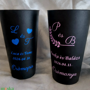 Repohár a pár nevével dátummal és a vendég nevével, köszönőajándék rendezvénypohár, Esküvő, Emlék & Ajándék, Köszönőajándék, , MESKA