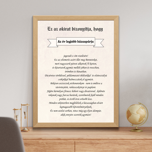 Az év legjobb házaspárja � egyedi oklevél, humoros ajándék pároknak, Esküvő, Emlék & Ajándék, Nászajándék, Esküvői pénzátadó képkeret, Mindenmás, MESKA