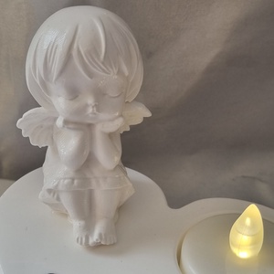 Angyalkás, szives sírdísz, kegyeleti dísz mécsestartóval - otthon & életmód - vallás - temetkezési tárgy - sírdísz, kegyeleti dísz - Meska.hu