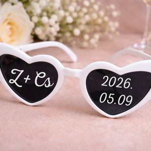 Esküvői szív alakú napszemüveg � egyedi felirattal - Meska.hu
