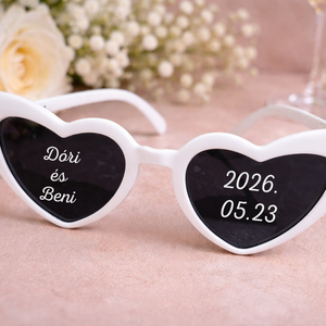 Esküvői szív alakú napszemüveg � egyedi felirattal - Meska.hu