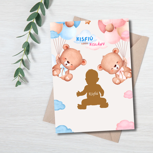 Kaparós baba neme bejelentő meglepetés kártya , kisfiú vagy kislány?  - otthon & életmód - papír, írószer - ajándékozás kellékei - képeslap, üdvözlőlap - Meska.hu
