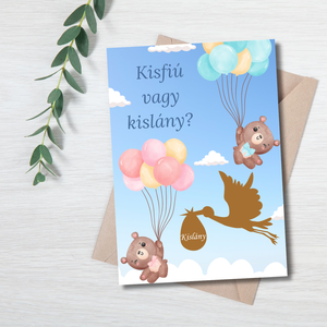 Kaparós baba neme bejelentő meglepetés kártya , kisfiú vagy kislány?  - otthon & életmód - papír, írószer - ajándékozás kellékei - képeslap, üdvözlőlap - Meska.hu