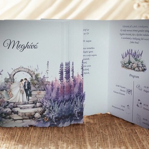 Levendula mező esküvői meghívó,többféle kivitelben /Lavender/ - Meska.hu