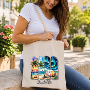 Praktikus és stílusos pamut vászontáska egyedi mintával - summer vibe , nyár,  beach - Meska.hu