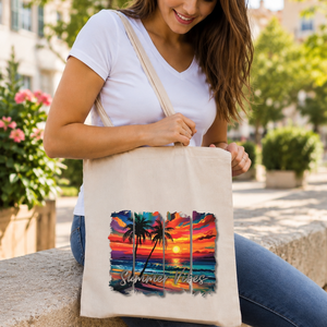 Praktikus és stílusos pamut vászontáska egyedi mintával - summer vibe , nyár,  beach - Meska.hu