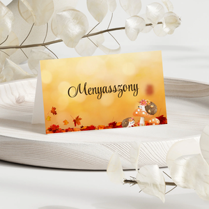 Őszi,  sünis esküvői ültetőkártya  - Meska.hu