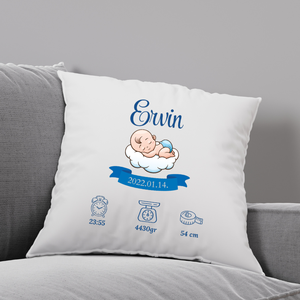Egyedi emlék párnahuzat vagy párna névvel, felirattal,baba látogató ajándék - Meska.hu