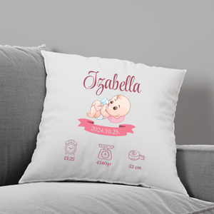 Egyedi emlék párnahuzat vagy párna névvel, felirattal,baba látogató ajándék - Meska.hu