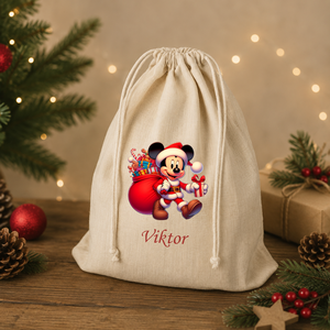 Egyedi Mikulás zsák, névvel � névre szóló kézműves ajándékzsák, névre szóló ünnepi dekoráció Mickey - Meska.hu