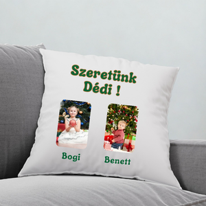 Egyedi párnahuzat vagy párna névvel, felirattal , karácsonyi ajándék fotóval - Meska.hu